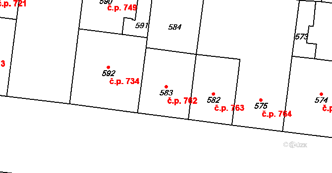 Vinohrady 762, Praha na parcele st. 583 v KÚ Vinohrady, Katastrální mapa