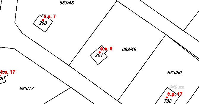 Halouny 6, Svinaře na parcele st. 261 v KÚ Svinaře, Katastrální mapa