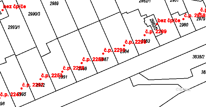 Chomutov 2290 na parcele st. 2987 v KÚ Chomutov II, Katastrální mapa