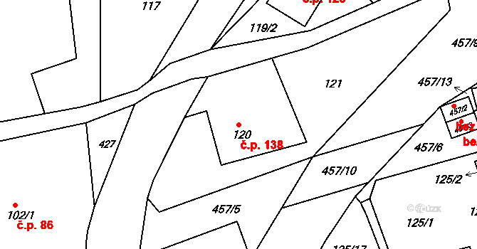 Liberec IX-Janův Důl 138, Liberec na parcele st. 120 v KÚ Janův Důl u Liberce, Katastrální mapa