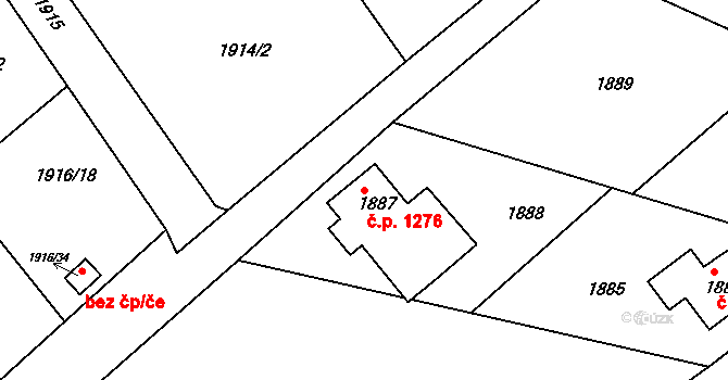 Rumburk 1 1276, Rumburk na parcele st. 1887 v KÚ Rumburk, Katastrální mapa