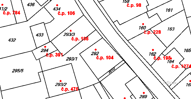Kylešovice 104, Opava na parcele st. 292 v KÚ Kylešovice, Katastrální mapa