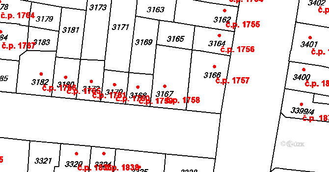 Prostějov 1758 na parcele st. 3167 v KÚ Prostějov, Katastrální mapa