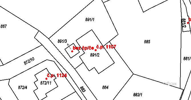 Liberec XIV-Ruprechtice 1107, Liberec na parcele st. 891/2 v KÚ Ruprechtice, Katastrální mapa