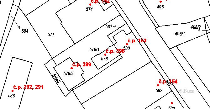 Jince 398 na parcele st. 578 v KÚ Jince, Katastrální mapa