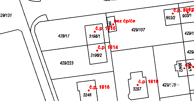 Otrokovice 1814 na parcele st. 3198/2 v KÚ Otrokovice, Katastrální mapa