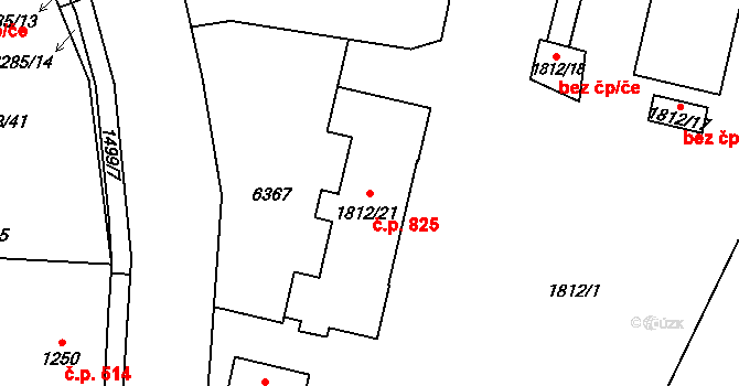 Beroun-Město 825, Beroun na parcele st. 1812/21 v KÚ Beroun, Katastrální mapa
