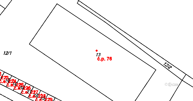 Miřetice u Klášterce nad Ohří 76, Klášterec nad Ohří na parcele st. 13 v KÚ Miřetice u Klášterce nad Ohří, Katastrální mapa