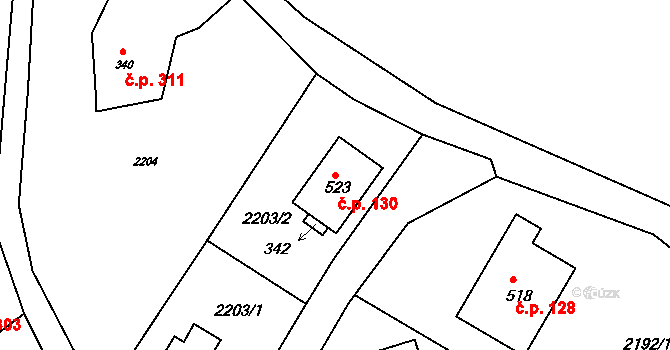 Libá 130 na parcele st. 523 v KÚ Libá, Katastrální mapa