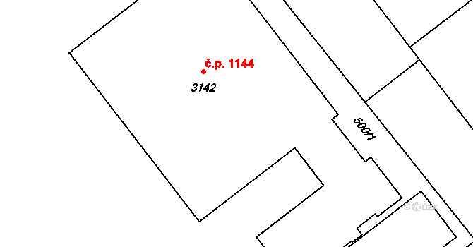 Přívoz 1144, Ostrava na parcele st. 3142 v KÚ Přívoz, Katastrální mapa