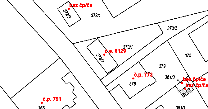 Klíše 6129, Ústí nad Labem na parcele st. 373/3 v KÚ Klíše, Katastrální mapa