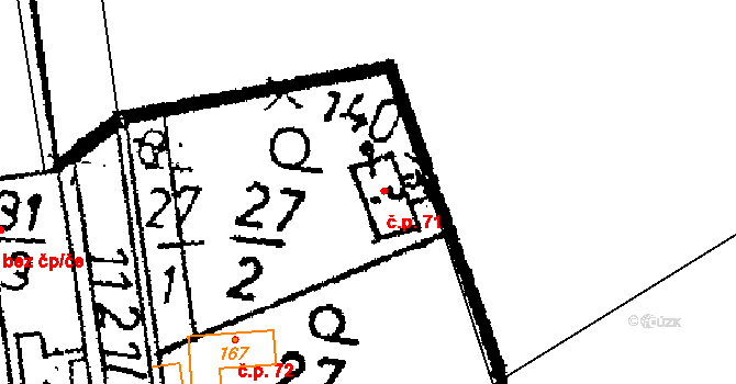 Žandov 71, Chlístovice na parcele st. 140 v KÚ Žandov, Katastrální mapa
