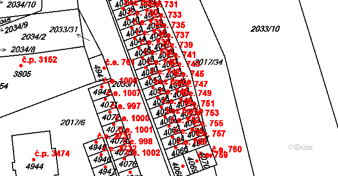 Hodonín 745 na parcele st. 4055 v KÚ Hodonín, Katastrální mapa