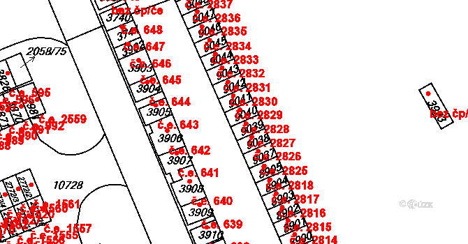 Hodonín 2828 na parcele st. 9040 v KÚ Hodonín, Katastrální mapa