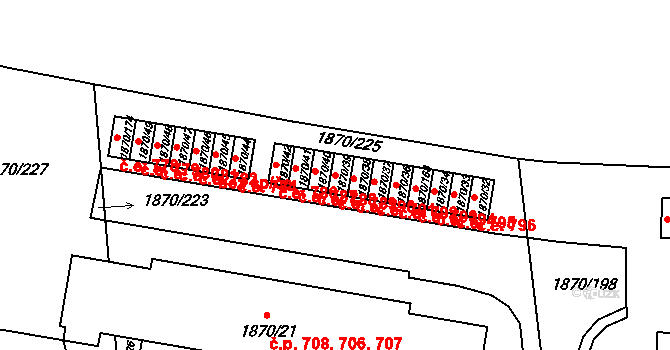 Vyškov-Předměstí 789, Vyškov na parcele st. 1870/39 v KÚ Vyškov, Katastrální mapa