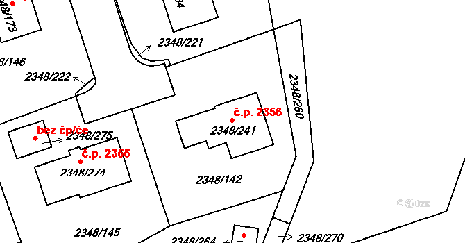 Pelhřimov 2356 na parcele st. 2348/241 v KÚ Pelhřimov, Katastrální mapa
