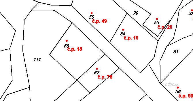 Zdislavice 18 na parcele st. 66 v KÚ Zdislavice u Vlašimi, Katastrální mapa
