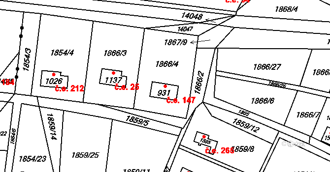 Rokytnice 147, Vsetín na parcele st. 931 v KÚ Rokytnice u Vsetína, Katastrální mapa
