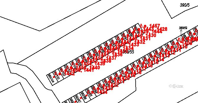 Újezdské Předměstí 1434,1449, Bílina na parcele st. 380/96 v KÚ Bílina-Újezd, Katastrální mapa