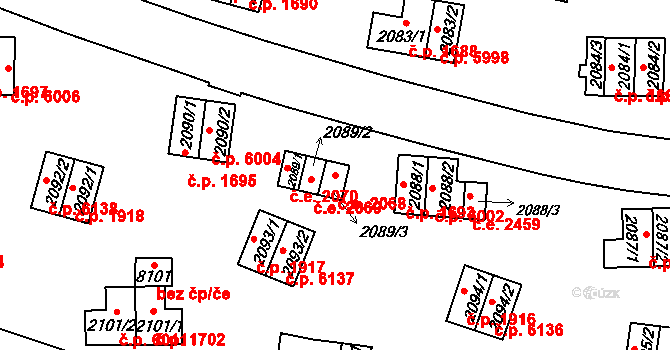 Zlín 2068 na parcele st. 2089/3 v KÚ Zlín, Katastrální mapa