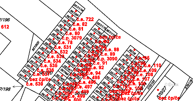 Vyškov-Předměstí 3090, Vyškov na parcele st. 567/31 v KÚ Vyškov, Katastrální mapa