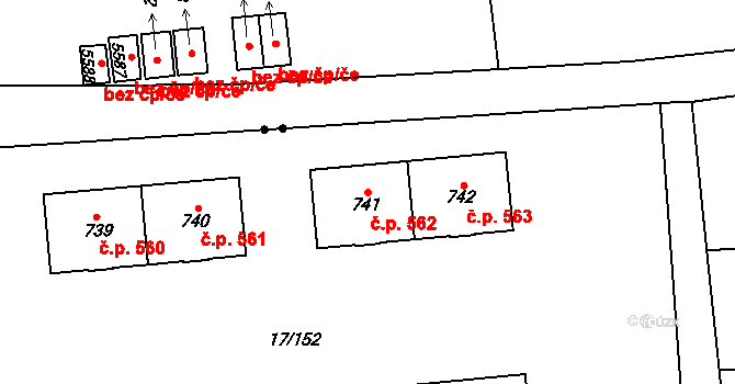 Michálkovice 562, Ostrava na parcele st. 741 v KÚ Michálkovice, Katastrální mapa