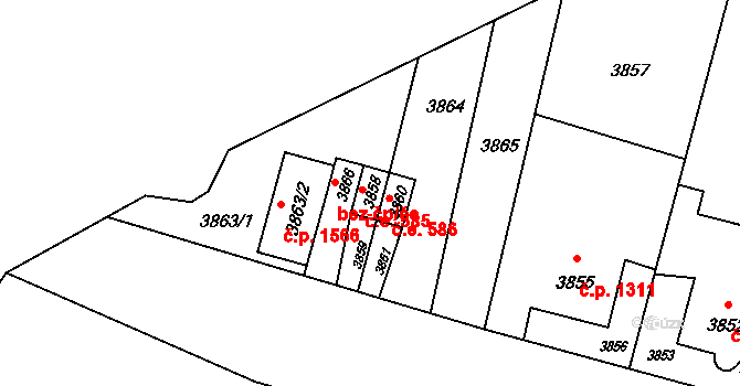 Město 585, Havířov na parcele st. 3858 v KÚ Havířov-město, Katastrální mapa