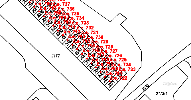 Město 728, Havířov na parcele st. 2046 v KÚ Havířov-město, Katastrální mapa