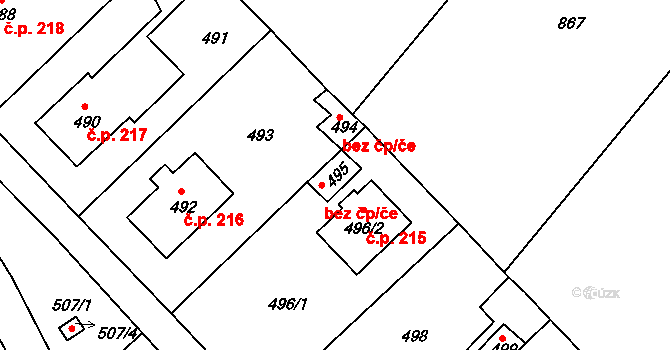 Velký Borek 41249151 na parcele st. 495 v KÚ Velký Borek, Katastrální mapa