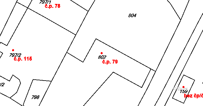 Velké Heraltice 79 na parcele st. 802 v KÚ Velké Heraltice, Katastrální mapa
