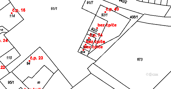Přerov 43859151 na parcele st. 91/2 v KÚ Lýsky, Katastrální mapa