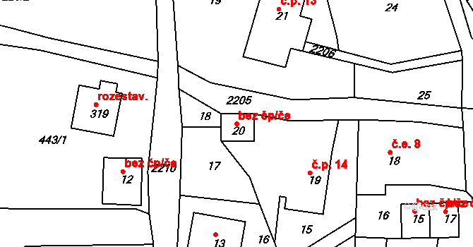 Železný Brod 44192151 na parcele st. 20 v KÚ Jirkov u Železného Brodu, Katastrální mapa