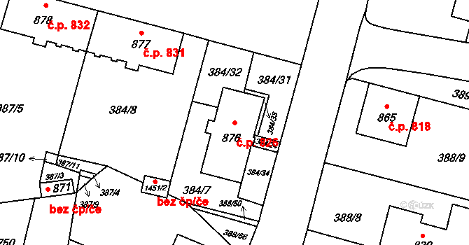 Kateřinky 826, Opava na parcele st. 876 v KÚ Kateřinky u Opavy, Katastrální mapa