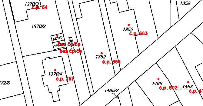 Kylešovice 656, Opava na parcele st. 1362 v KÚ Kylešovice, Katastrální mapa