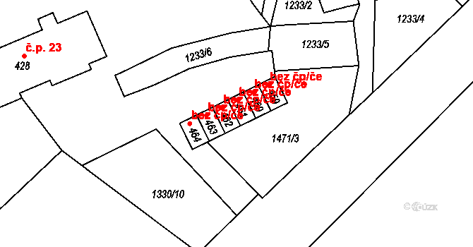 Bernartice 44889151 na parcele st. 461 v KÚ Bernartice, Katastrální mapa