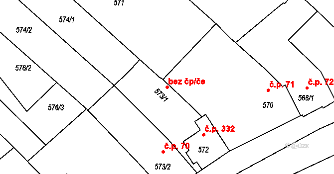Telnice 46052151 na parcele st. 573/1 v KÚ Telnice u Brna, Katastrální mapa