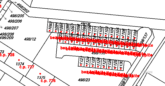 Znojmo 48158151 na parcele st. 1118 v KÚ Přímětice, Katastrální mapa