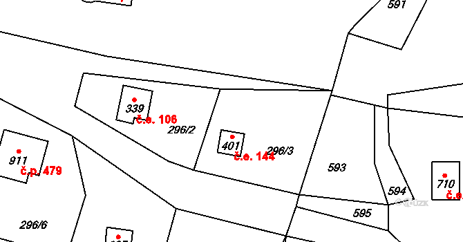 Statenice 144 na parcele st. 401 v KÚ Statenice, Katastrální mapa