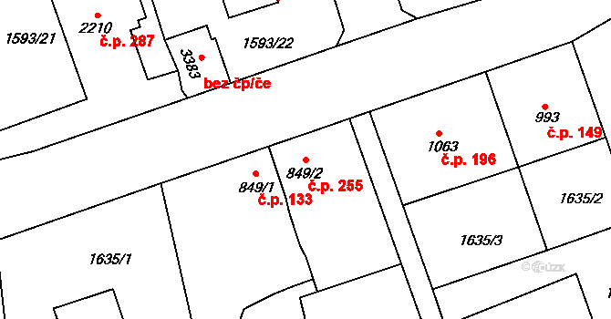 Sušice III 255, Sušice na parcele st. 849/2 v KÚ Sušice nad Otavou, Katastrální mapa