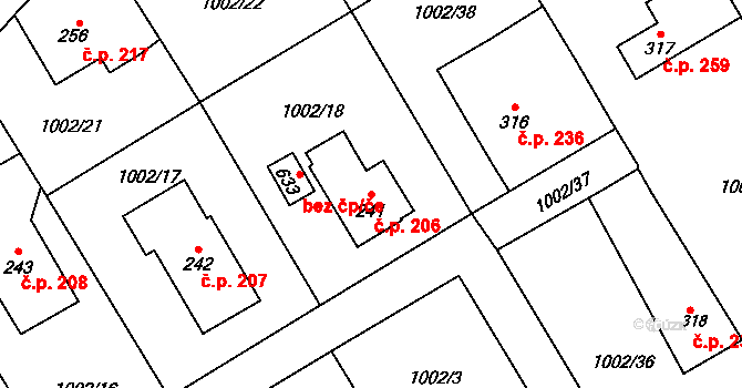 Velká Ves 206, Broumov na parcele st. 241 v KÚ Velká Ves u Broumova, Katastrální mapa
