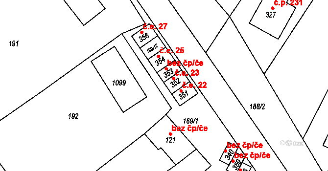 Cetkovice 23 na parcele st. 352 v KÚ Cetkovice, Katastrální mapa