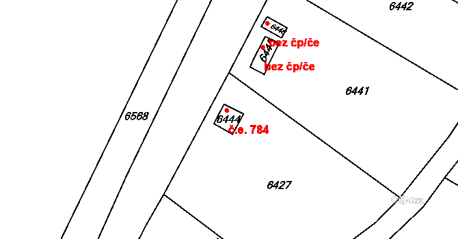 Mikulov 784 na parcele st. 6444 v KÚ Mikulov na Moravě, Katastrální mapa
