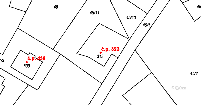 Libhošť 323 na parcele st. 313 v KÚ Libhošť, Katastrální mapa