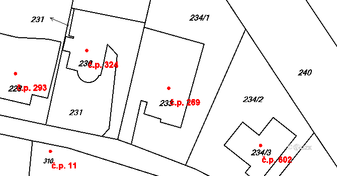 Suchdol nad Odrou 269 na parcele st. 233 v KÚ Suchdol nad Odrou, Katastrální mapa