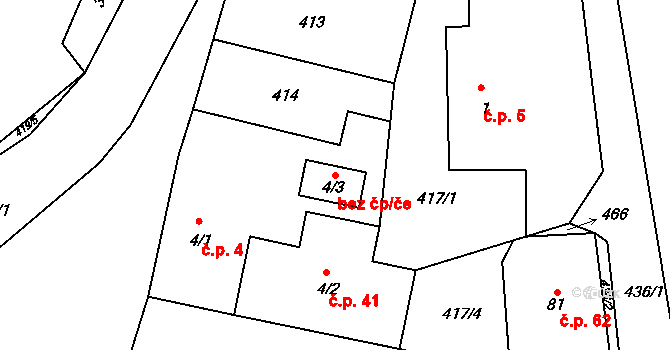 Vápno 83657151 na parcele st. 4/3 v KÚ Vápno u Přelouče, Katastrální mapa