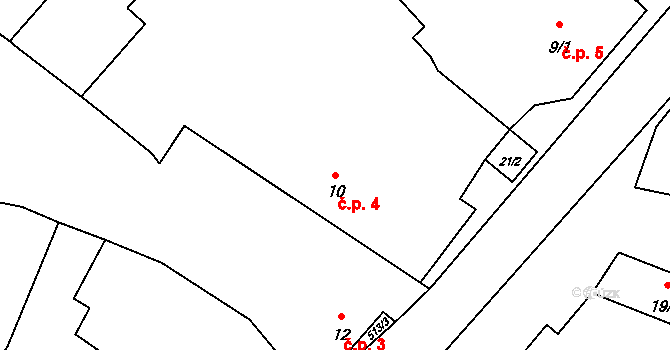 Kozojedy 4 na parcele st. 10 v KÚ Kozojedy, Katastrální mapa