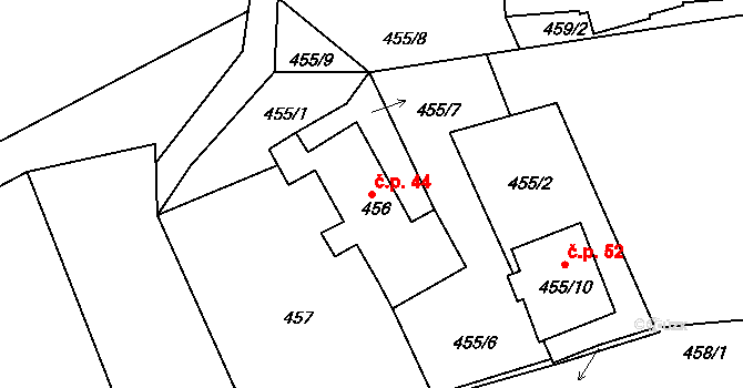 Lipno nad Vltavou 44 na parcele st. 456 v KÚ Lipno nad Vltavou, Katastrální mapa
