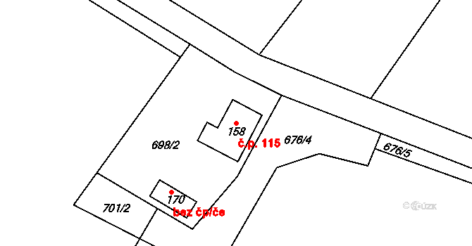 Rychnov nad Malší 115, Dolní Dvořiště na parcele st. 158 v KÚ Rychnov nad Malší, Katastrální mapa
