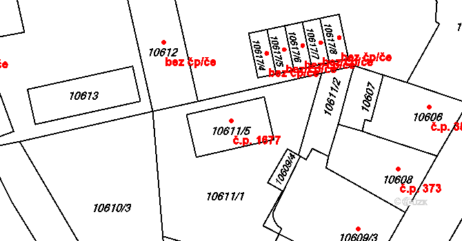 Severní Předměstí 1677, Plzeň na parcele st. 10611/5 v KÚ Plzeň, Katastrální mapa