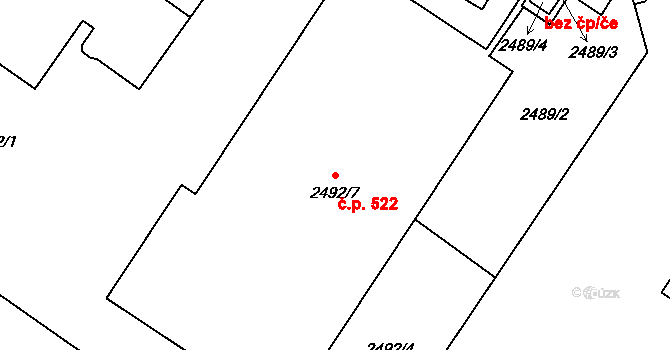 Vyškov-Město 522, Vyškov na parcele st. 2492/7 v KÚ Vyškov, Katastrální mapa
